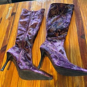 Vintage Purple velvet knee high boots